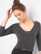 Gap Women Breathe Wrap Crop Tee - Charcoal Grey