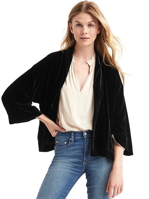 Gap Women Velvet Swing Jacket - True Black