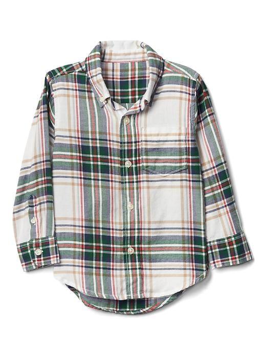Gap Chalk Plaid Button Down Flannel Shirt - Chalk