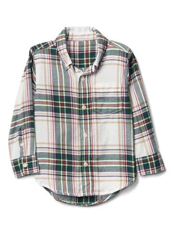 Gap Chalk Plaid Button Down Flannel Shirt - Chalk