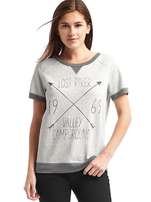 Gap Women Lost River Graphic Short Sleeve Sweatshirt - Heather Grey