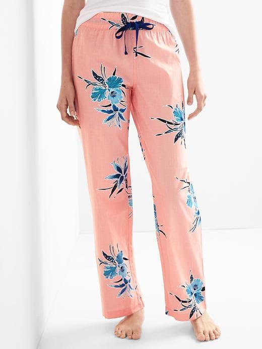 Gap Women Print Roll Tab Sleep Pants - Orchids Coral