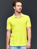 Gap Men Solid Pique Polo - Vibrating Yellow
