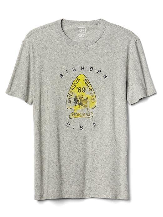 Gap Men Big Horn Graphic Crewneck Tee - New Heather Grey