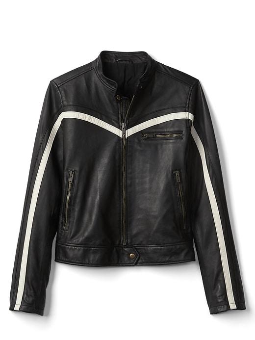 Gap Women Leather Biker Jacket - Black