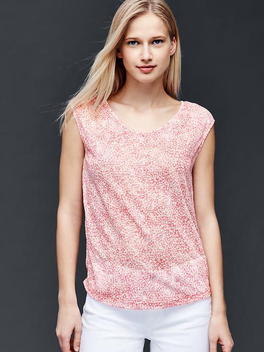 Gap Linen Cap Sleeve Star Tee - Belle Pink