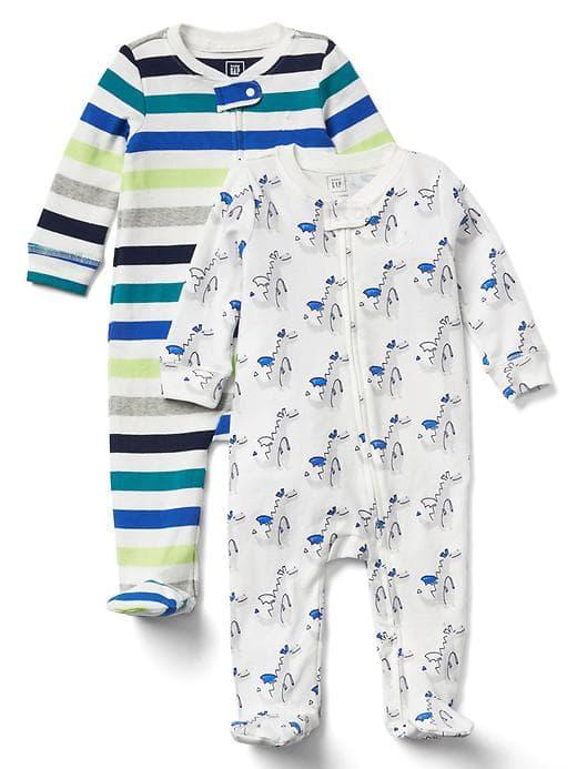 Gap Dragon And Stripe Footed One Piece 2 Pack - New Off White