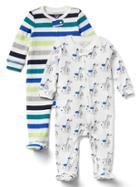 Gap Dragon And Stripe Footed One Piece 2 Pack - New Off White
