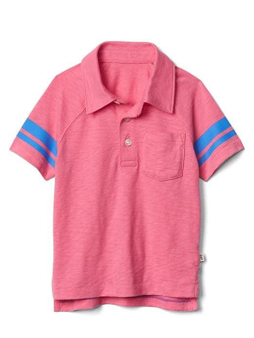 Gap Stripe Sleeve Slub Polo - Pixie Dust Pink