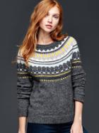 Gap Women Circular Fair Isle Sweater - Charcoal Heather