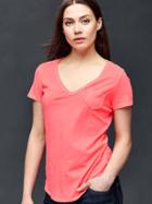 Gap Vintage Wash V Neck Tee - Sassy Pink