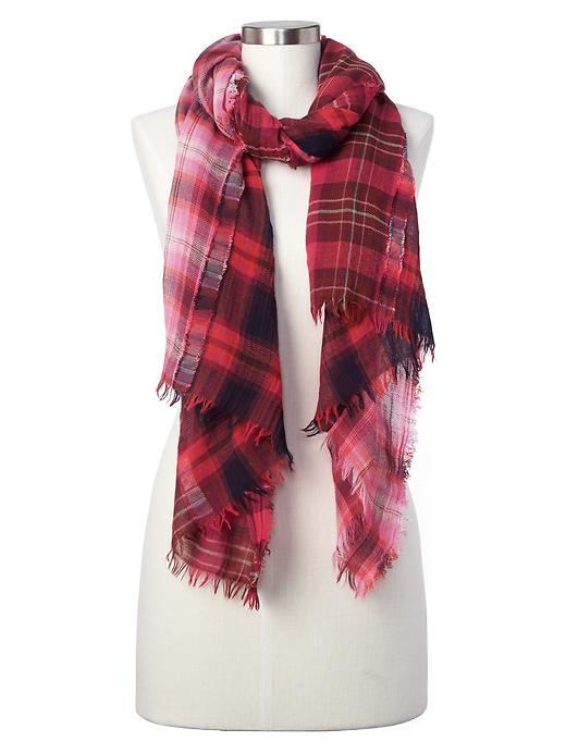 Gap Women Wool Plaid Scarf - Pure Red
