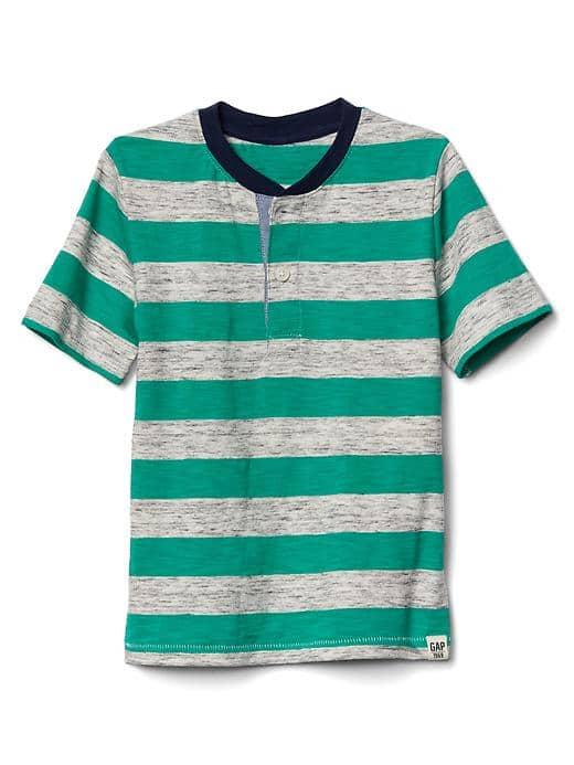 Gap Rugby Stripe Slub Henley - Deluxe Green