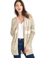 Gap Women Stripe Hooded Cocoon Sweater - Oatmeal Stripe