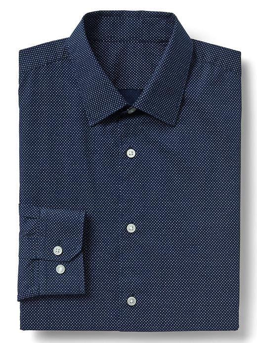 Gap Men Stretch Poplin Dot Print Standard Fit Shirt - Elysian Blue