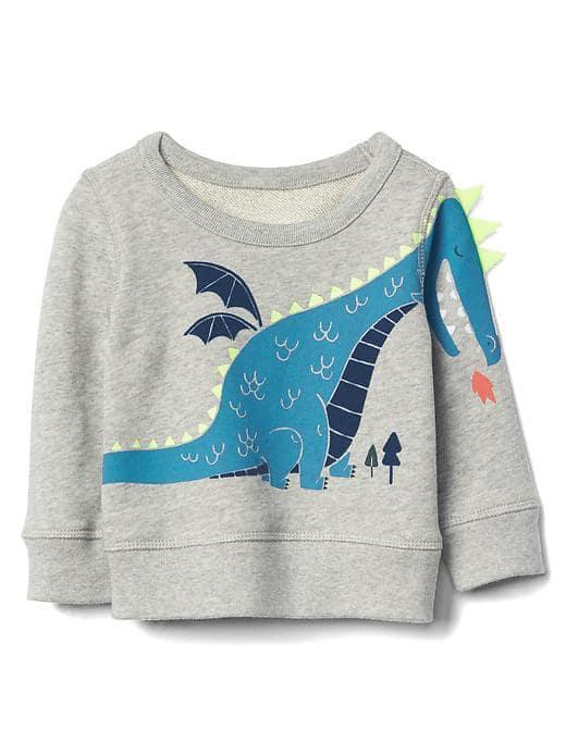 Gap Dragon Terry Pullover - Light Heather Gray