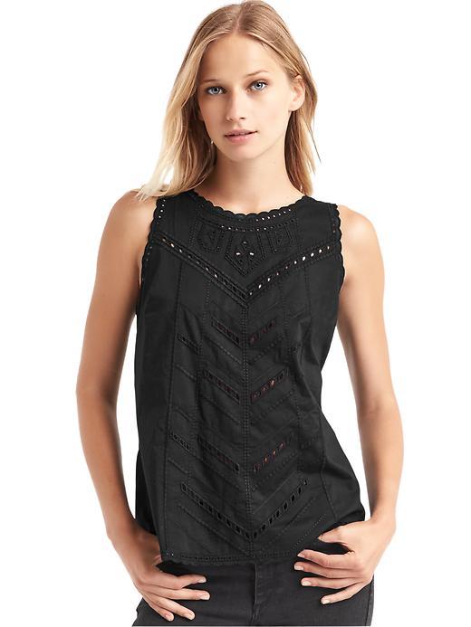 Gap Women Geo Eyelet Tank - True Black