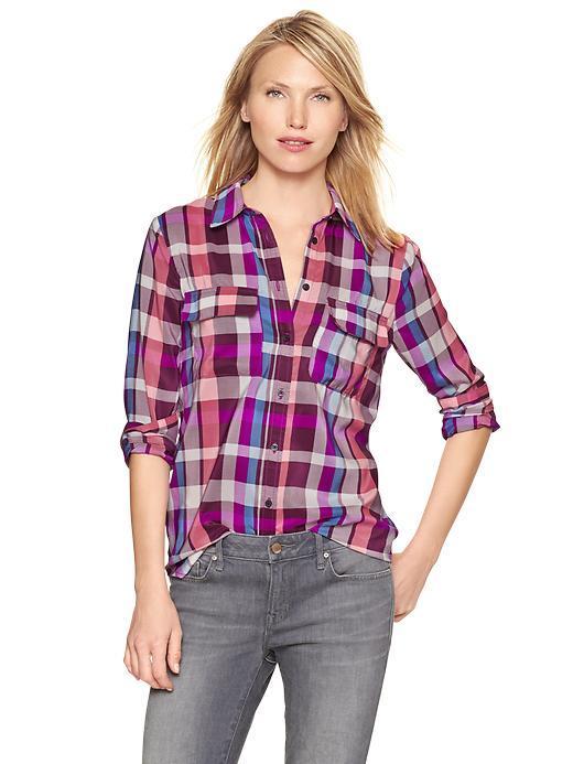 Gap Plaid Camp Shirt - Pink Plaid