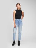 High Rise Destructed Cheeky Straight Jeans With Washwell