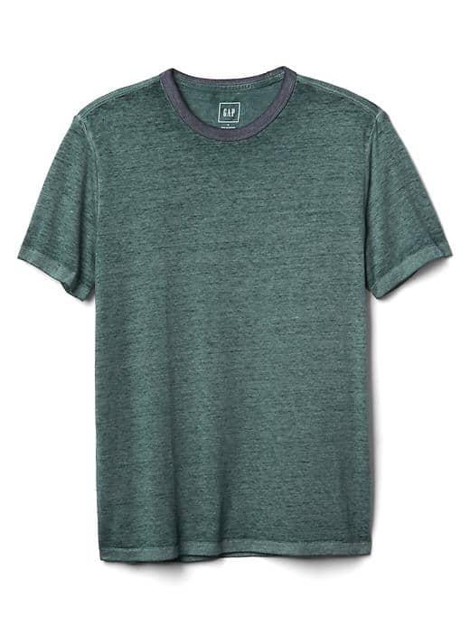 Gap Men Burnout Ringer Crewneck - Campus Green
