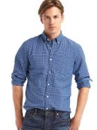 Gap Men Oxford Gingham Slim Fit Shirt - Brillant Blue