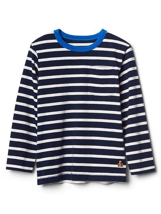 Gap Stripe Long Sleeve Pocket Tee - Elysian Blue