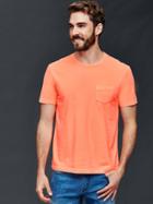 Gap Men Vintage Wash T Shirt - Neon Orange Bolt
