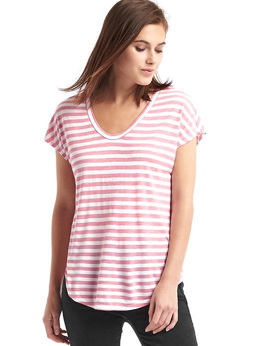 Gap Cap Sleeve Stripe Tee - Pink Stripe