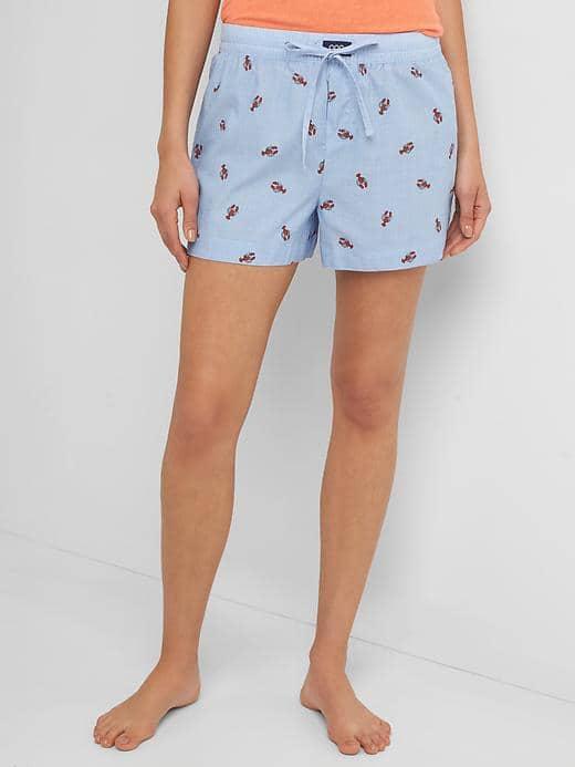 Gap Women Poplin Print Sleep Shorts - Lobster Red