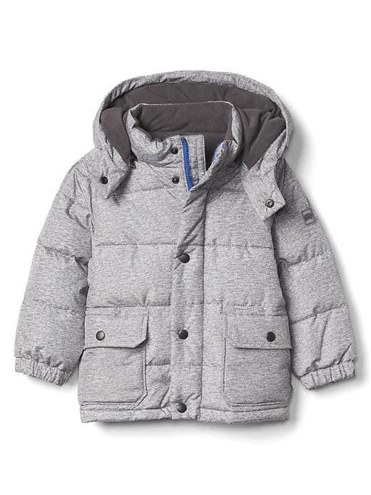 Gap Fleece Lined Puffer Hoodie - Grey Heather