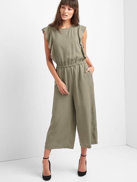 Gap Women Flutter Sleeve Culotte Jumpsuit - Rock Grey