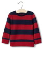 Gap Stripe Ribbed Crew Pullover - Modern Red