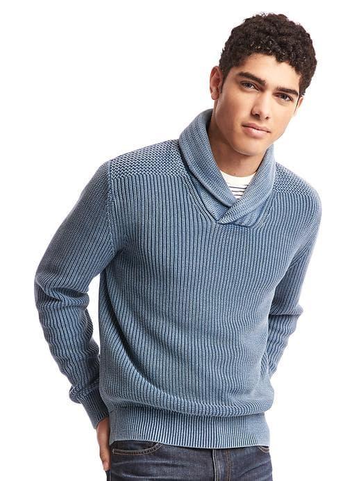 Gap Men Soft Textured Shawl Collar Sweater - Navy