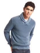 Gap Men Soft Textured Shawl Collar Sweater - Navy