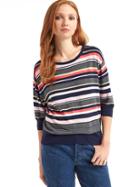 Gap Women Half Sleeve Stripe Easy Pullover - Pink Multi Stripe