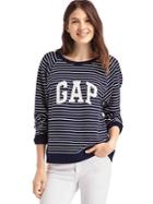 Gap Women Textured Logo Pullover Sweatshirt - Dark Night
