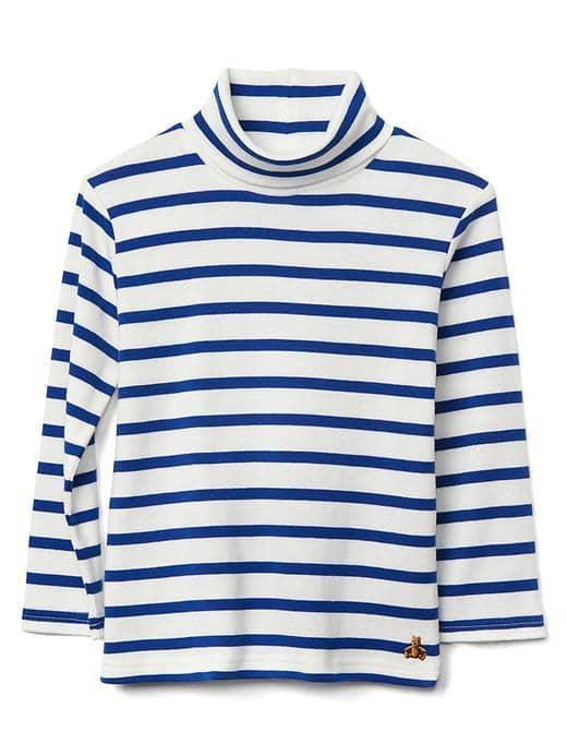 Gap Stripe Turtleneck Slub Tee - Chalk