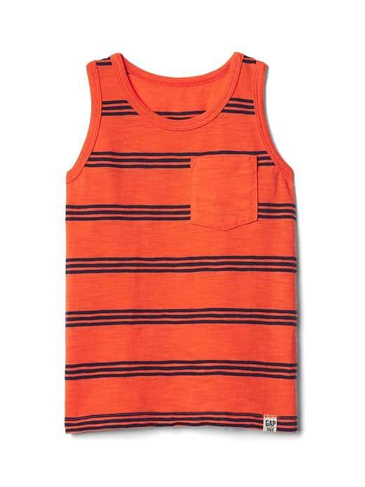 Gap Triple Stripe Slub Tank - Orange Buoy