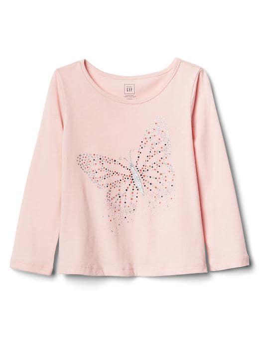 Gap Graphic Long Sleeve Tee - Glitter Butterfly