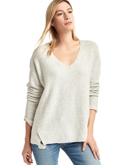 Gap Women V Neck Cozy Sweater - Heather Grey