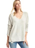 Gap Women V Neck Cozy Sweater - Heather Grey