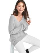 Gap Women Soft Textured Merino Wool Blend Sweater - Medium Grey Heather