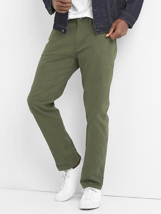 Gap Men Twill Skinny Fit Pants Stretch - Black Moss