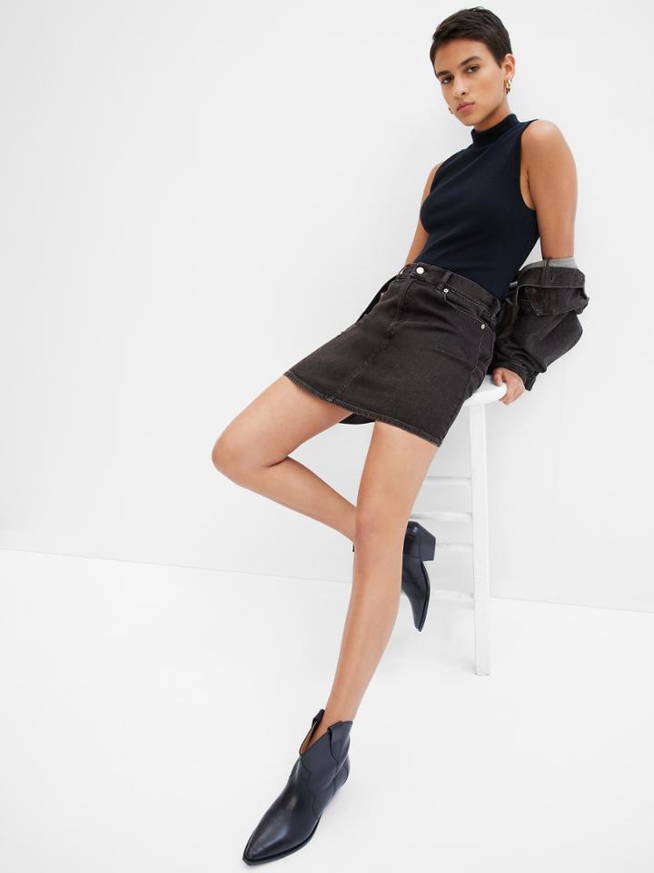 Denim Mini Skirt With Washwell