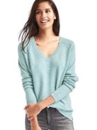 Gap Women Soft Open V Neck Sweater - Light Blue