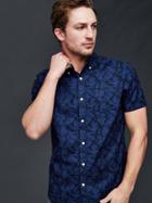 Gap Men Oxford Palm Short Sleeve Standard Fit Shirt - Elysian Blue