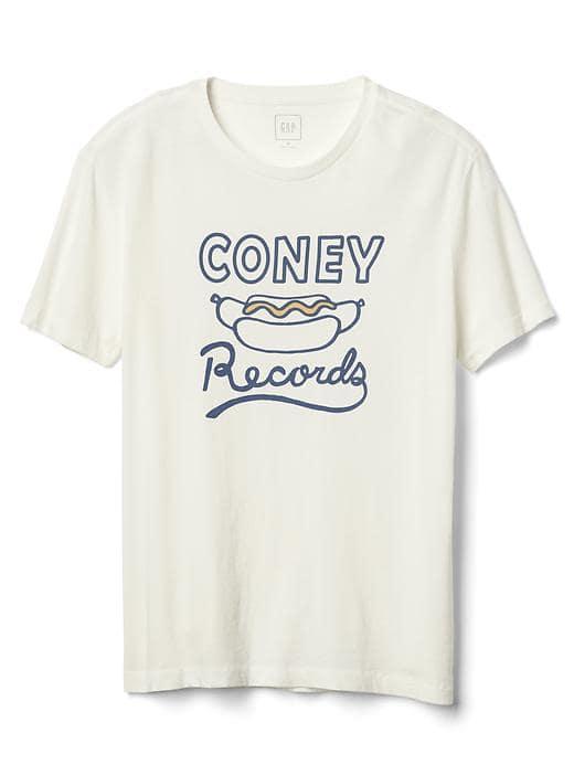 Gap Men Coney Records Hotdog Crewneck Tee - New Off White