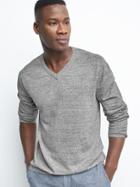 Gap Men Cotton Linen V Neck Pullover - New Heather Grey