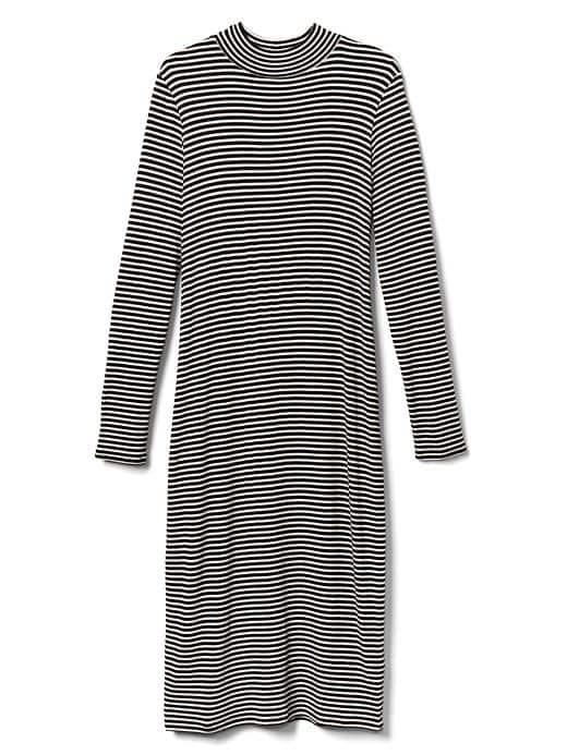 Gap Women Cozy Modal Long Sleeve Dress - Black & White Stripe