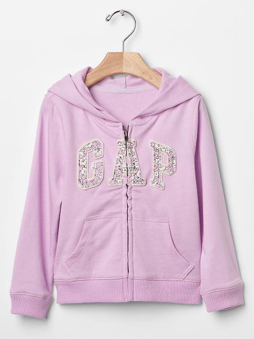 Gap Floral Logo Zip Hoodie - Gauzy Lilac